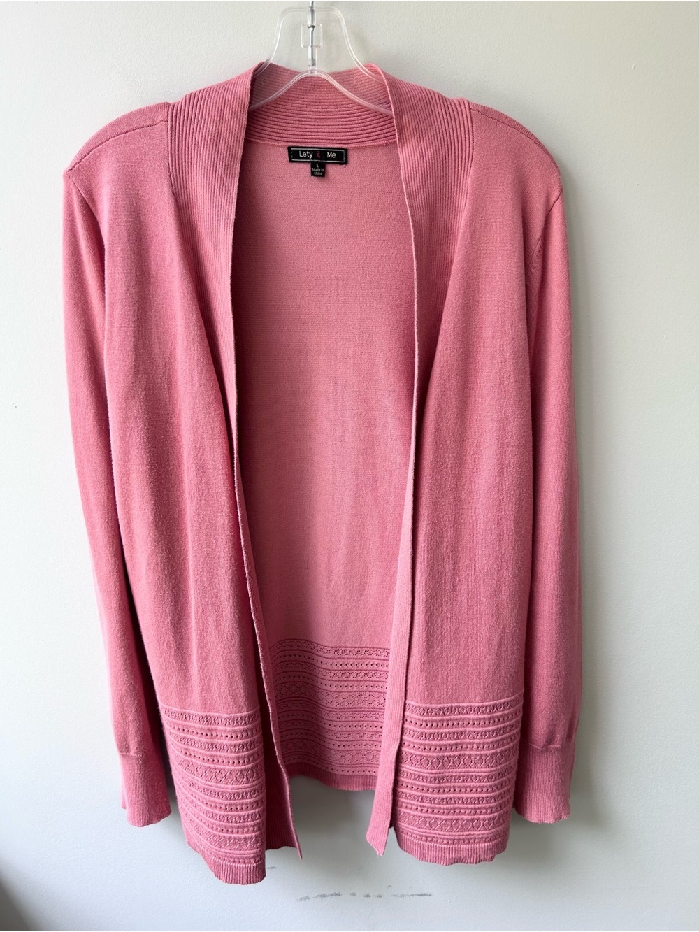 Lety & Me knit pink mauve open front cardigan